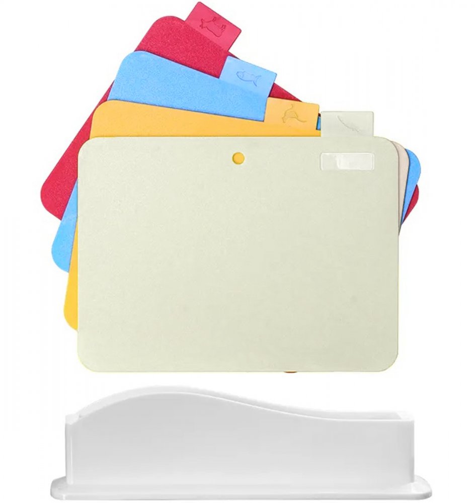 Set 4 tocatoare, UBX, plastic, suport din plastic alb, 33.6x9.2 cm, multicolor Set 4 tocatoare, UBX, plastic, suport din plastic alb, 33.6x9.2 cm, multicolor